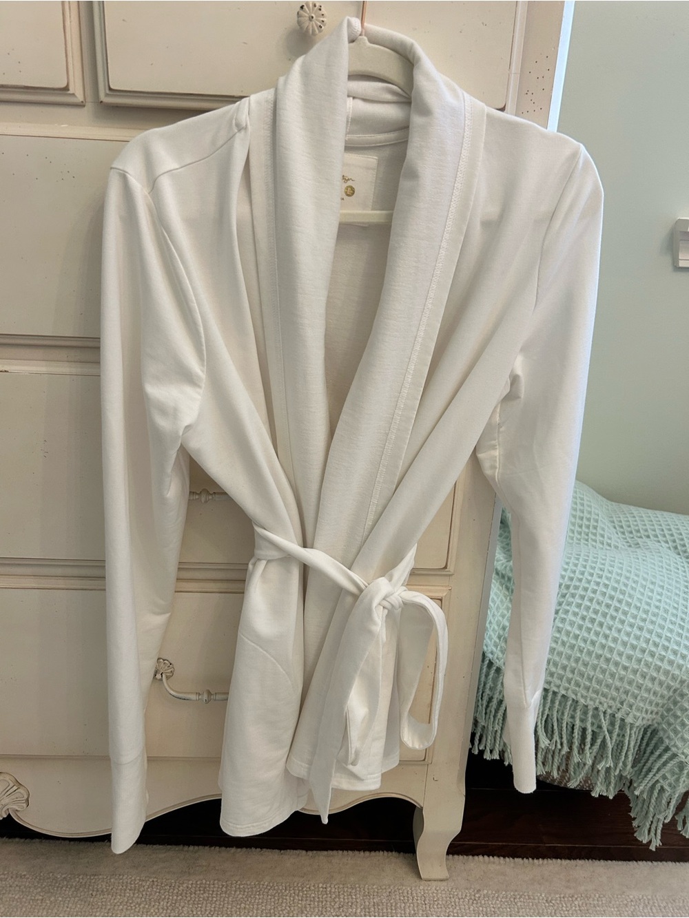 Lilly Pulitzer Luxletic white shawl collar wrap with attached belt